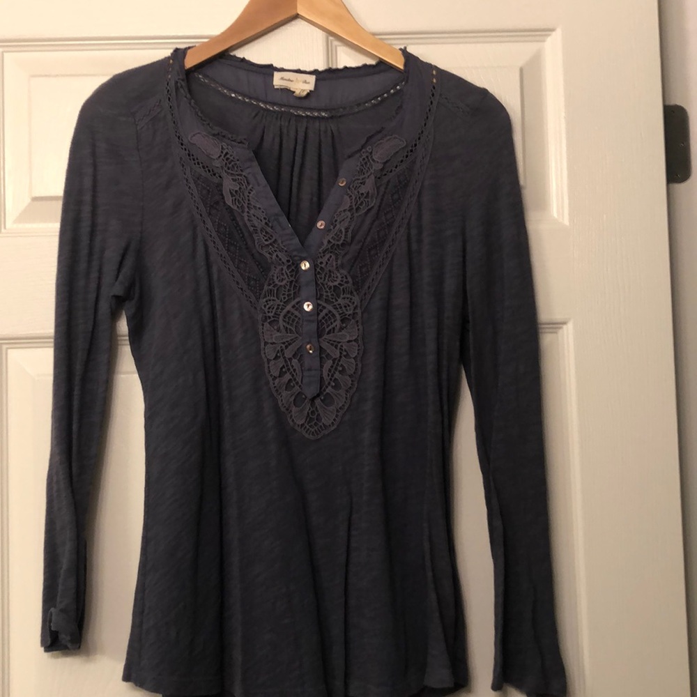 Anthropologie blue long sleeve top Medium